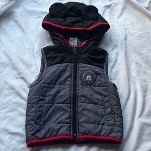 BOYS MICKEY MOUSE DISNEY PUFFER VEST GRAY AND RED